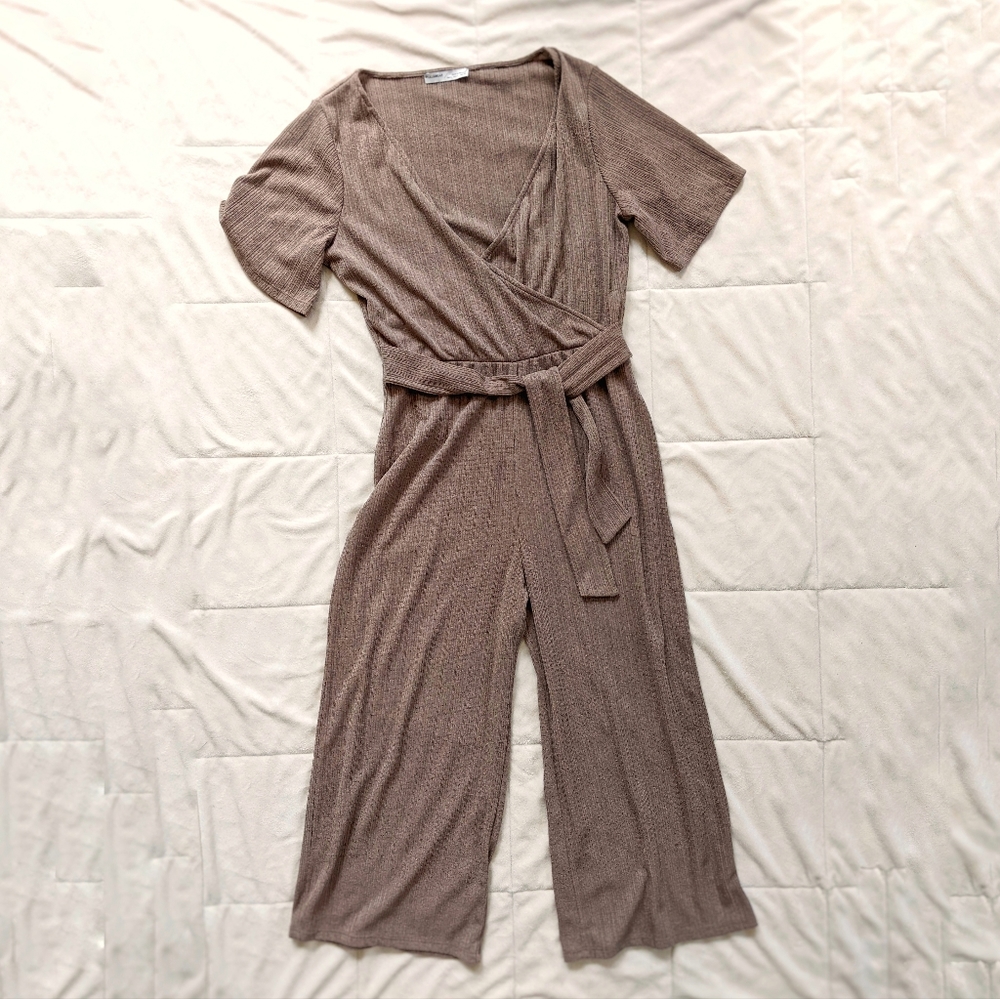 Pull & Bear Jumpsuit - Neutral, light brown taupe, textured, stretchy